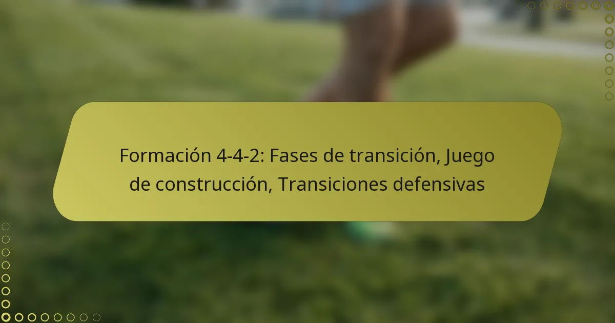 Formación 4-4-2: Fases de transición, Juego de construcción, Transiciones defensivas